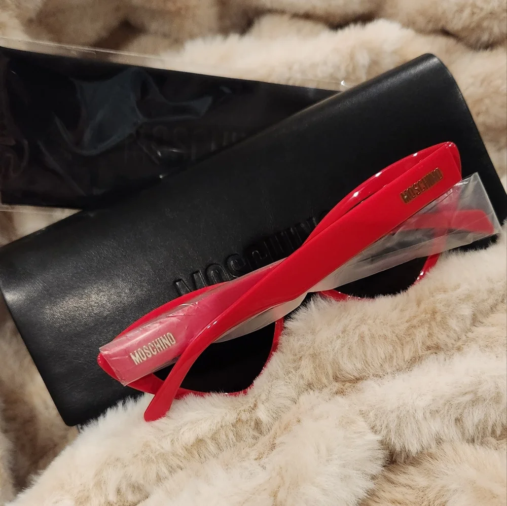 MOSCHINO- 52MM Studded Cat Eye Sunglasses- Red - Picture 8 of 9